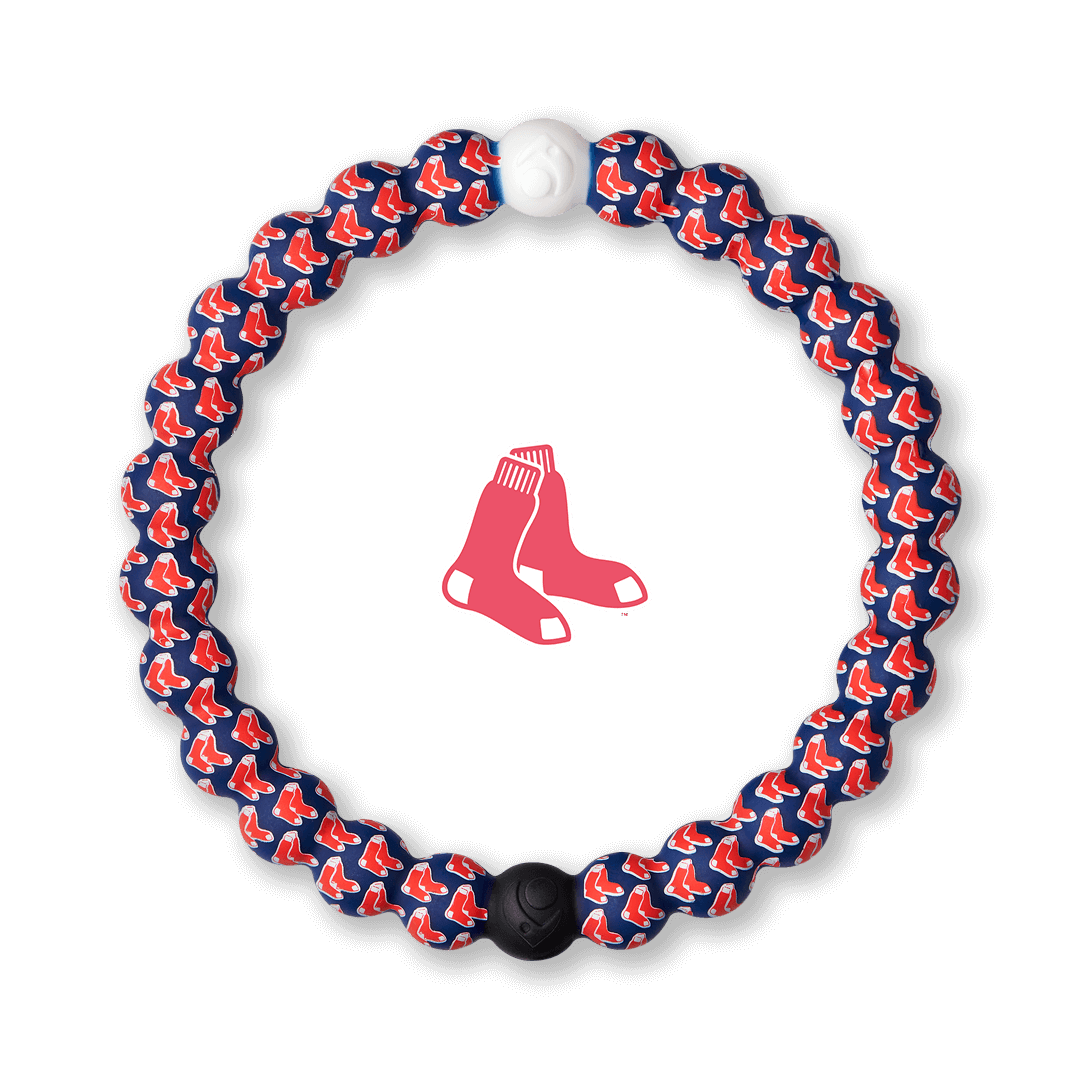 Silicone beaded bracelet with Red Sox logo pattern