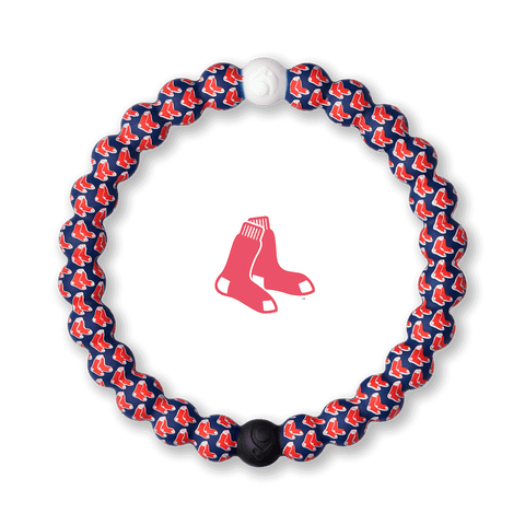 Silicone beaded bracelet with Red Sox logo pattern
