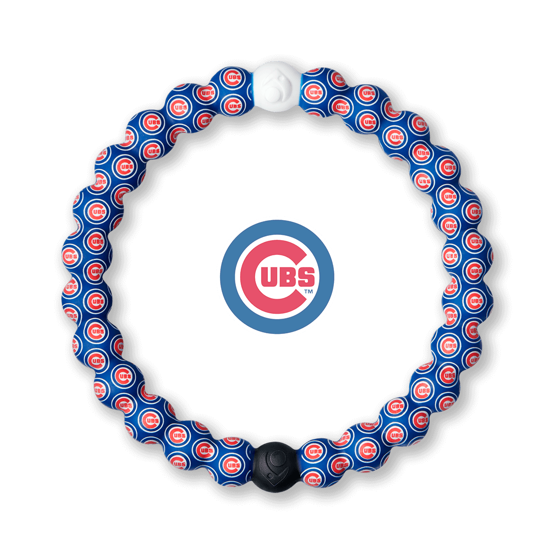 Silicone beaded bracelet with Chicago Cubs logo pattern