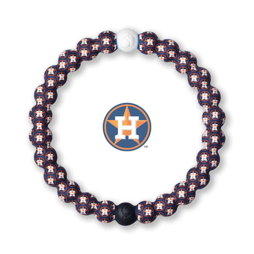 Silicone beaded bracelet with Houston Astros logo pattern