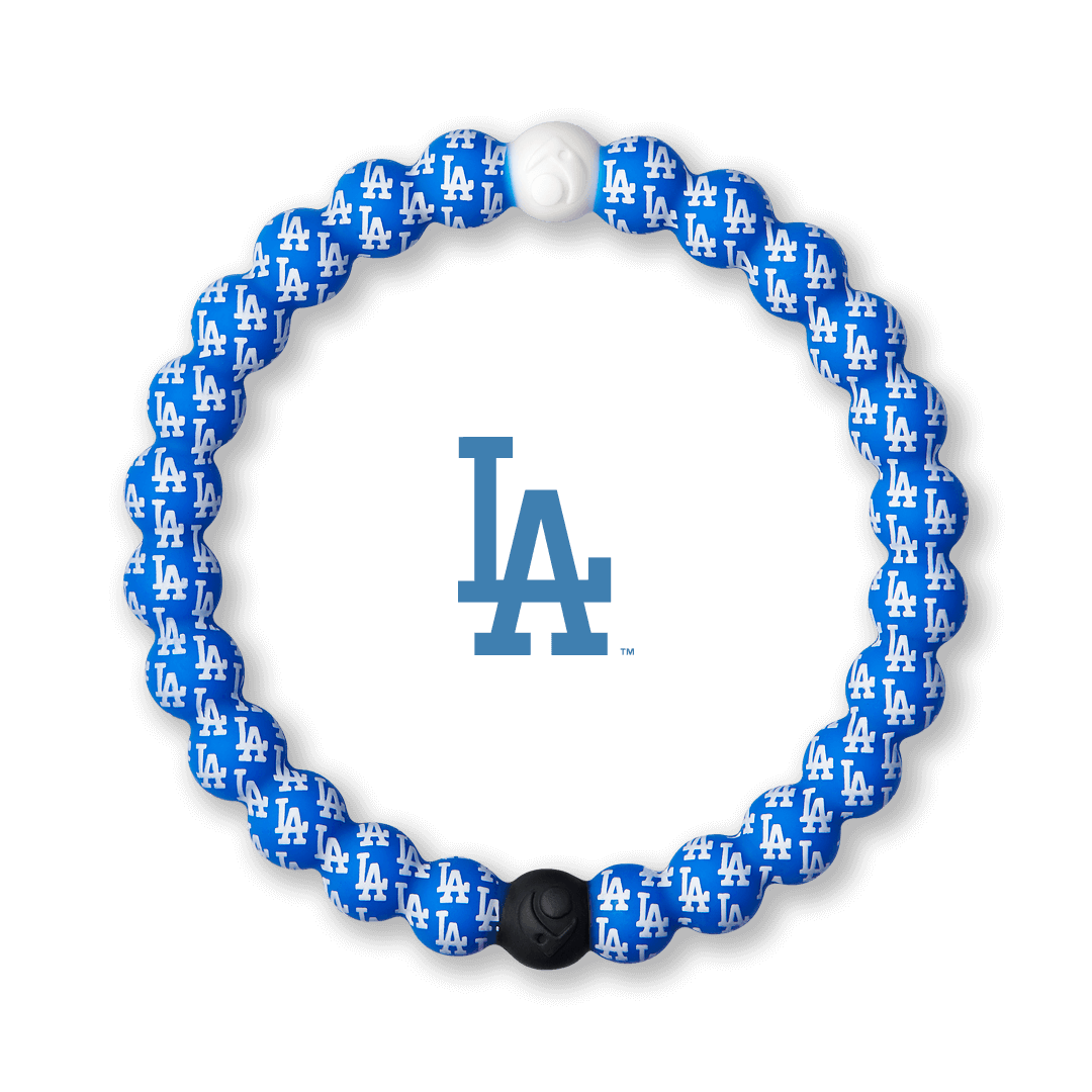Silicone beaded bracelet with LA Dodgers Logo pattern