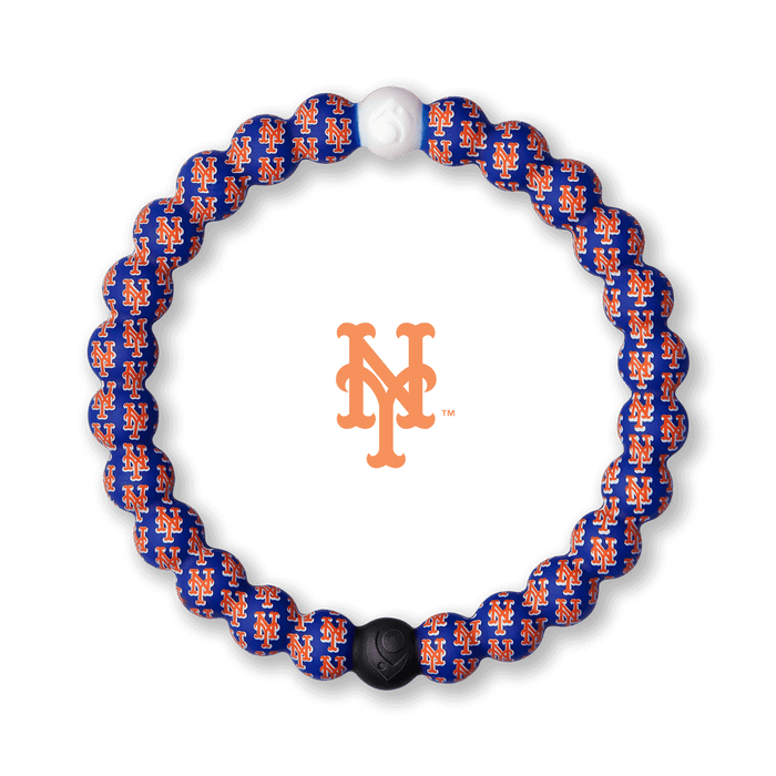 Silicone beaded bracelet with New York Mets logo pattern