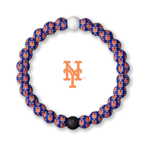 Silicone beaded bracelet with New York Mets logo pattern