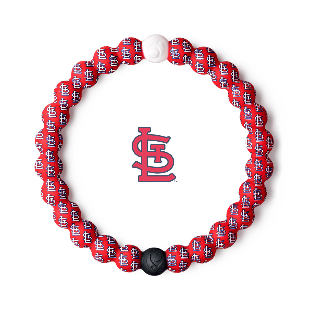 Silicone beaded bracelet with St Louis Cardinals logo pattern