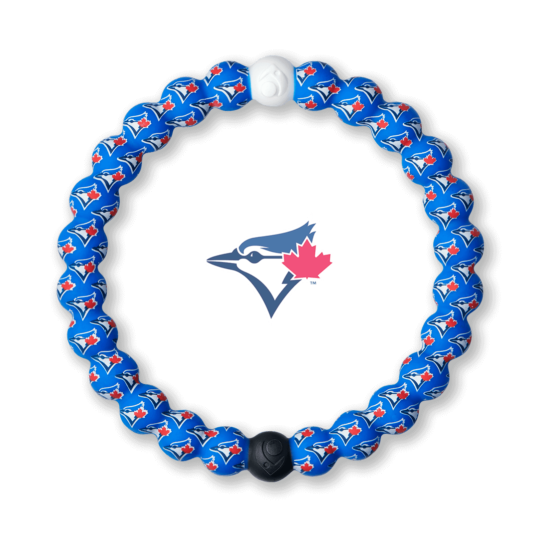 Silicone beaded bracelet with Toronto Blue Jays logo pattern