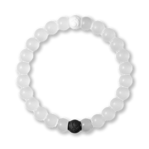 White bead bracelet 2025 with one black bead